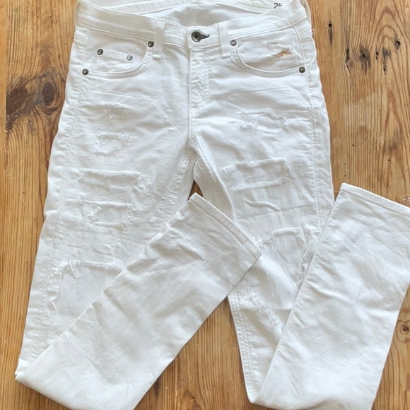 Rag & Bone Dre Distressed Cropped Skinny Jeans, White Brigade. Ripped. 25 - Picture 3 of 16
